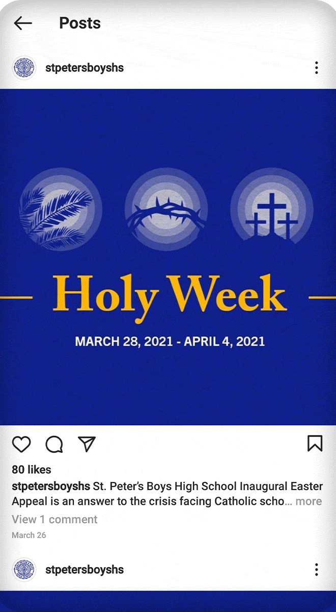 St. Peter's Boys High School Holy Week Social Posts