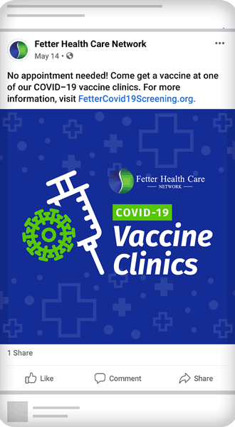 Fetter Health Care Vaccine Clinics Social Posts
