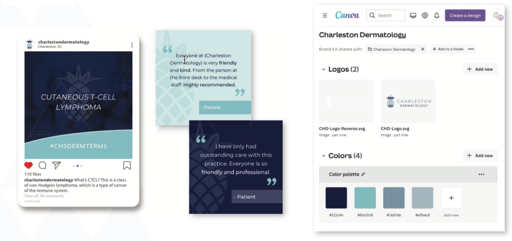 Example of TRIO's Design Deck which includes Canva graphics and brand studio